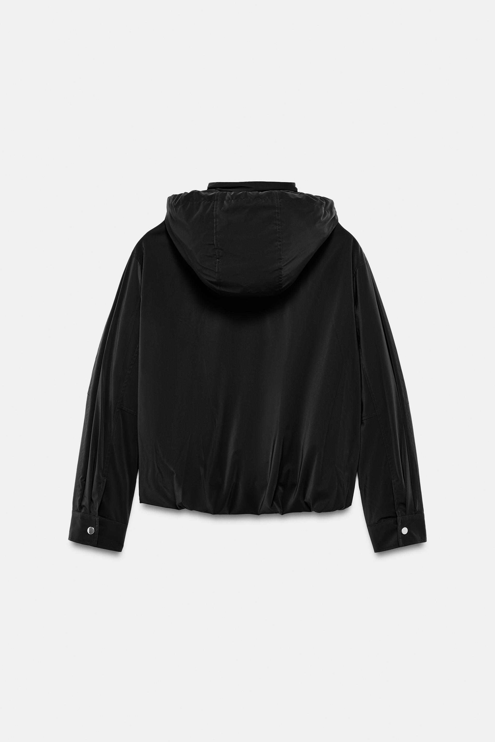 RUBBERISED HOODED JACKET — Black
