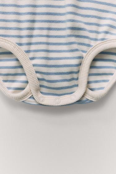 طقم بدي وليجنغ مخطط - أزرق فاتح الخاص بـ Zara