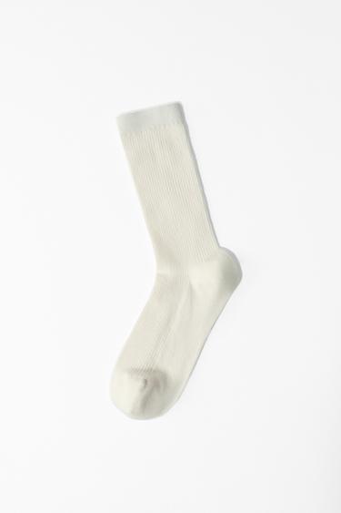 FINE RIBBED SOCKS - Ecru by Zara