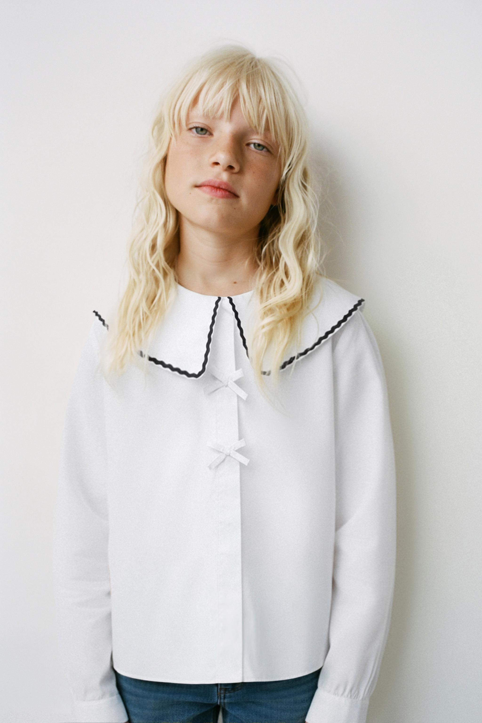 PICOT TRIM PETER PAN COLLAR SHIRT - White | ZARA Spain