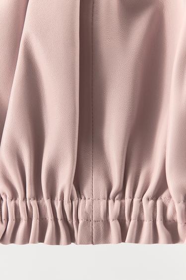 TOP EN CUIR 100 % PLIS - Rose pâle de Zara - Image 4