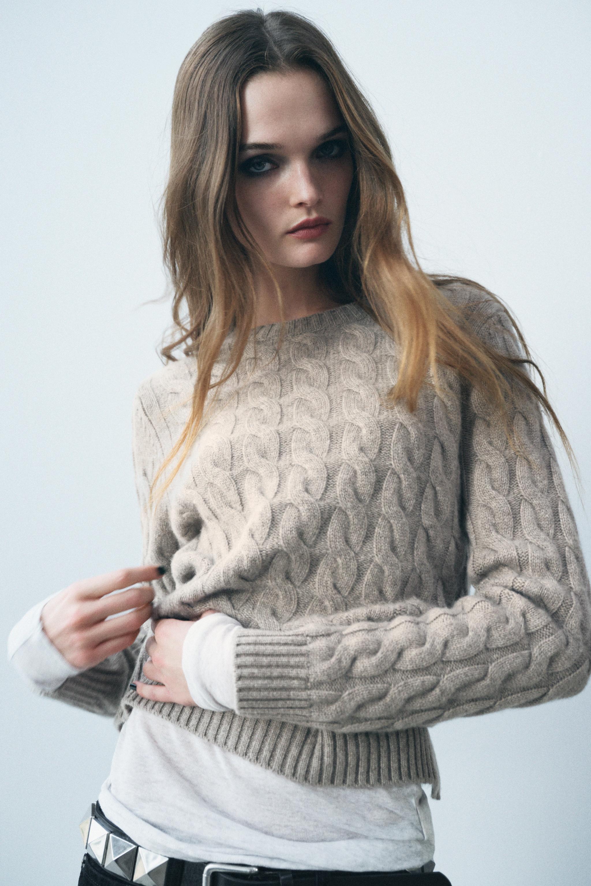 Women s Cable Knit Jumper Explore our New Arrivals ZARA Spain