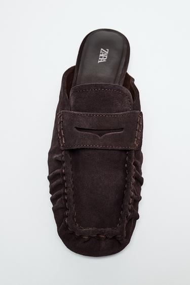 LEATHER MULE LOAFERS - Chocolate Brown by Zara