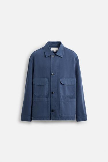 JACKE MIT TASCHEN IN VERWASCHENER OPTIK - Bläulich von Zara