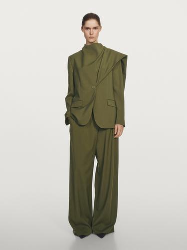 Pantalon à pinces 100 % laine - Studio - Vert menthe de Zara - Image 0