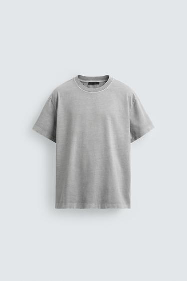 BOXY FIT WASHED T-SHIRT - Light grey by Zara