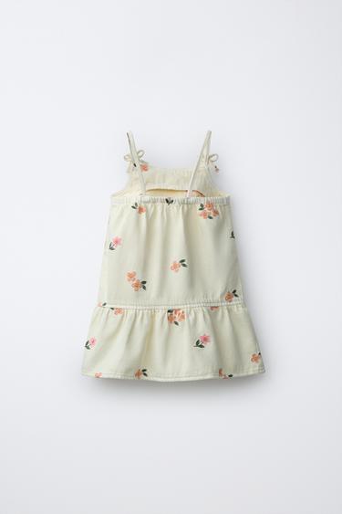 ROBE SERGÉ FLEURS BRODÉES - Écru de Zara - Image 1