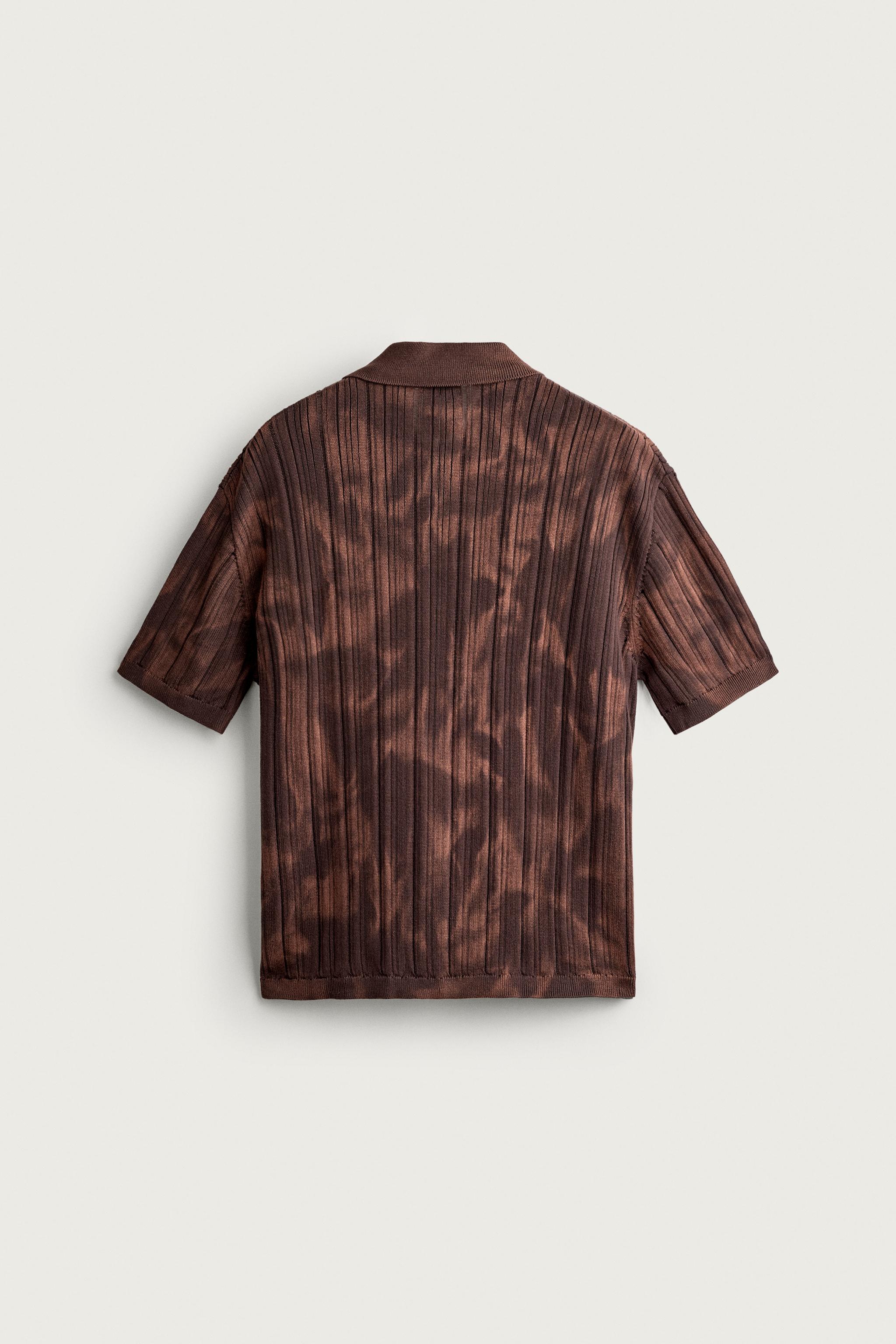 Мужские рубашки Zara ACID WASH REGULAR FIT POLO SHIRT — фото 8