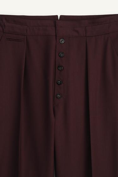 LIMITED EDITION WOOL PLEATED TROUSERS - Burgundy by Zara - Image 6