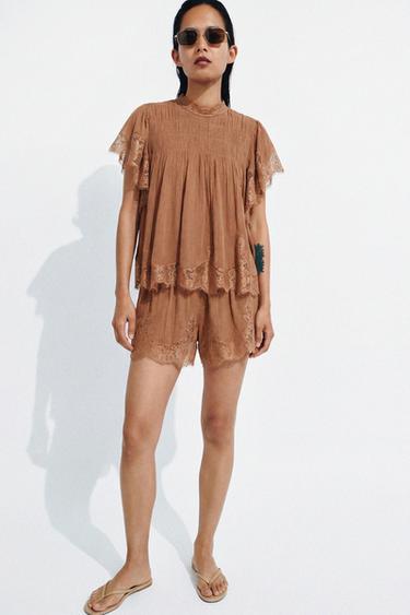 شورت دانتيل ZW COLLECTION - تيجا الخاص بـ Zara