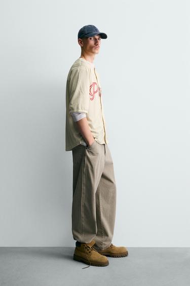 EMBROIDERED TEXTURED SHIRT - Ecru by Zara - Image 3