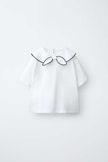 BANDANA NECK T-SHIRT WITH BOW - White by Zara