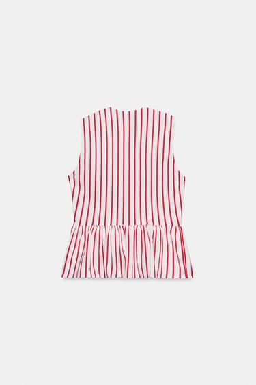 TOP À RAYURES ET BRANDENBOURGS - Blanc / Rouge de Zara - Image 7