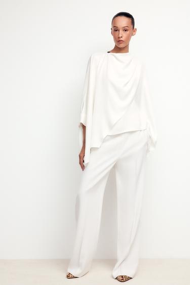 ZW COLLECTION JEWEL BUTTON CAPE TOP - Oyster-white by Zara