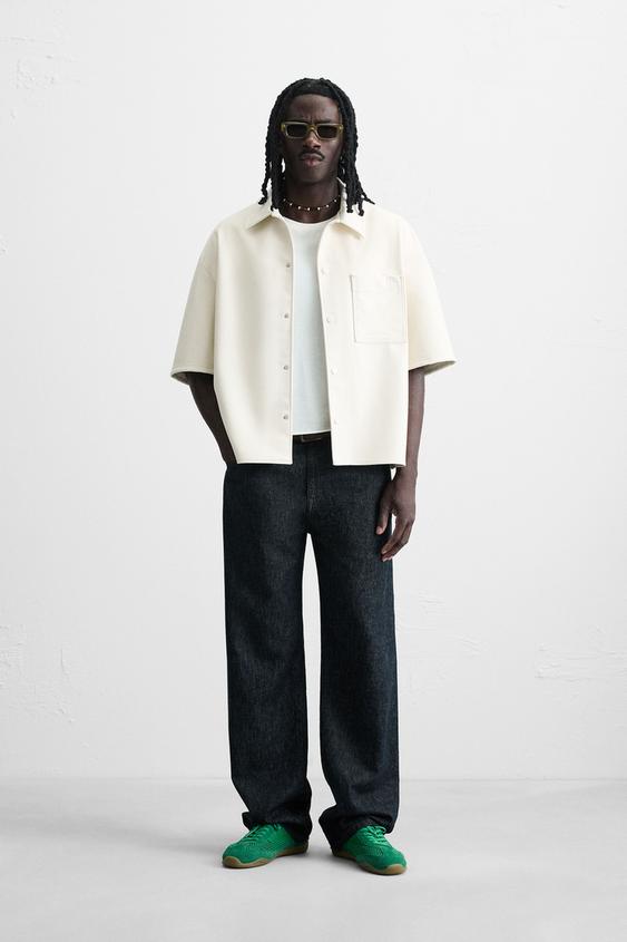 FAUX LEATHER OVERSHIRT