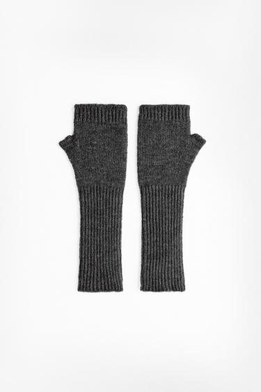 Zara DUGE PLETENE RUKAVICE BEZ PRSTIJU – Siva