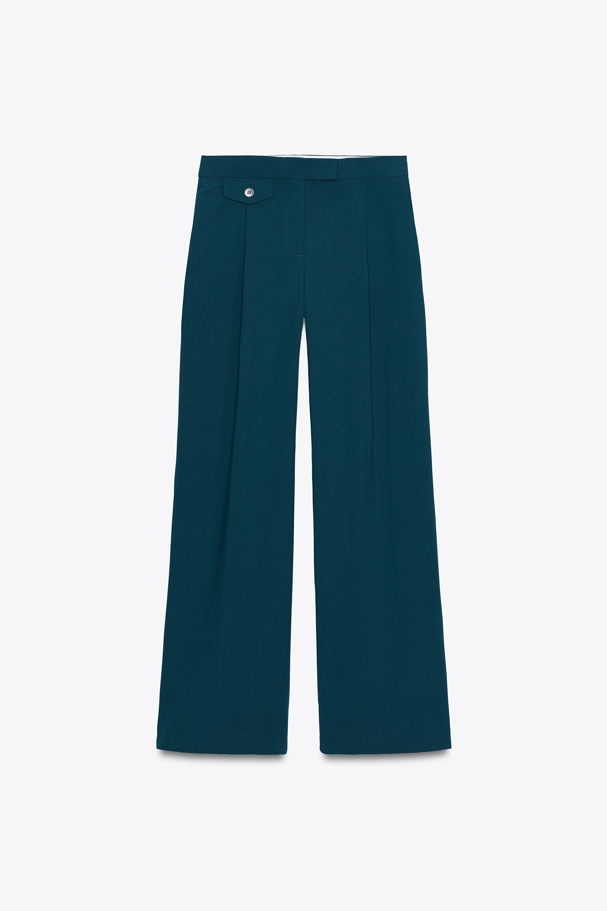 パンツ zara wide slacks TEXTURED STRAIGHT LEG PANTS - Black | ZARA United States
