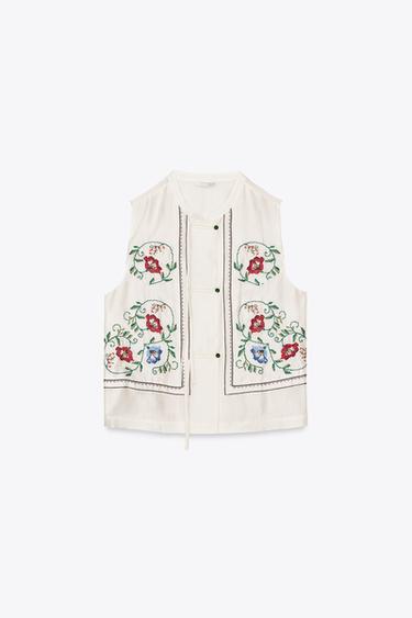 BRASSIÈRE BRODÉE À FLEURS - Écru de Zara - Image 4
