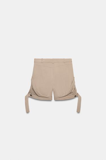 ZW COLLECTION FLOWING PLEATED SHORTS - Taupe grey by Zara - Image 4