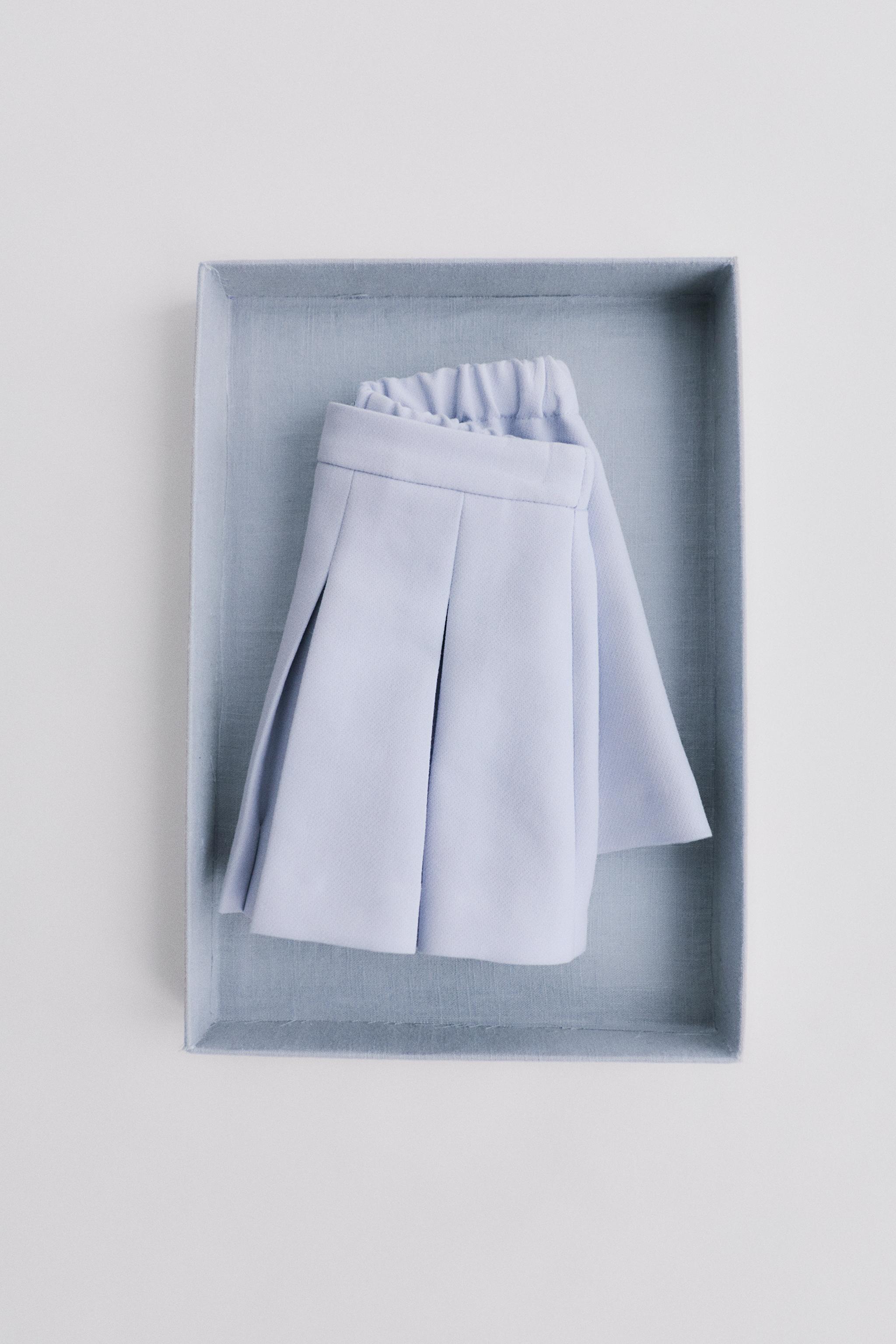 PLEATED SKORT — Pastel blue