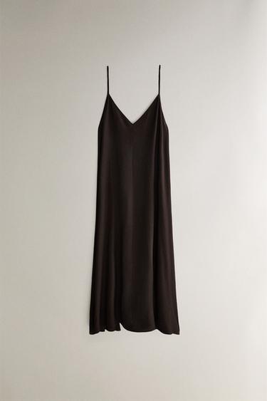 VESTITO DA SPIAGGIA CON SPALLINE - Marrone scuro di Zara