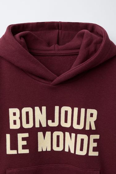 FLOCK PRINT HOODIE - Burgundy by Zara - Image 2