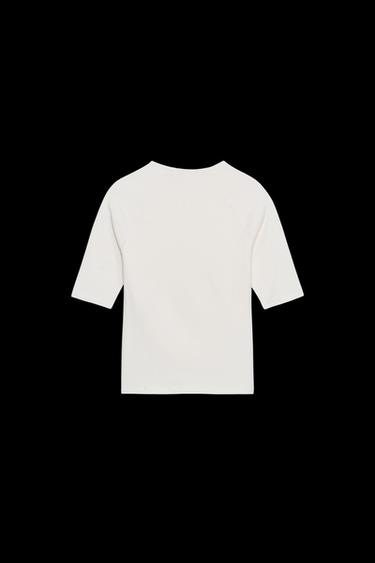 Zara SOFT TOUCH T-SHIRT - Ecru