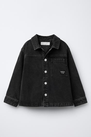 SURCHEMISE EN DENIM MATELASSÉE À CAPUCHE AMOVIBLE - Noir de Zara - Image 1