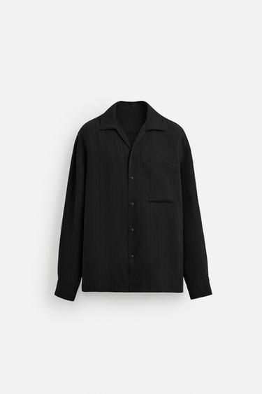 JACQUARDHEMD MIT STREIFEN - Schwarz von Zara