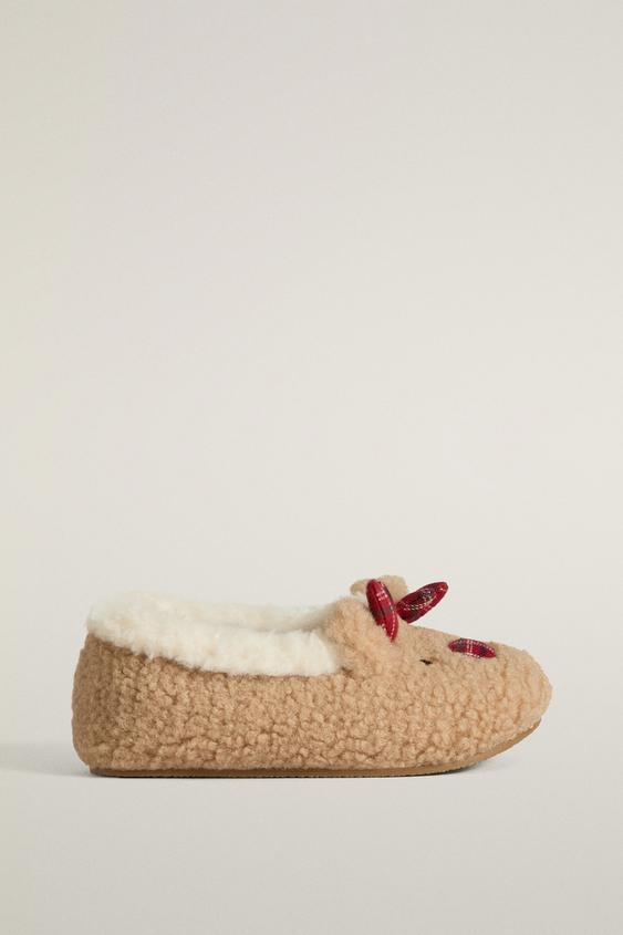 Детские тапочки Zara Christmas Reindeer, цвет: Коричневый
