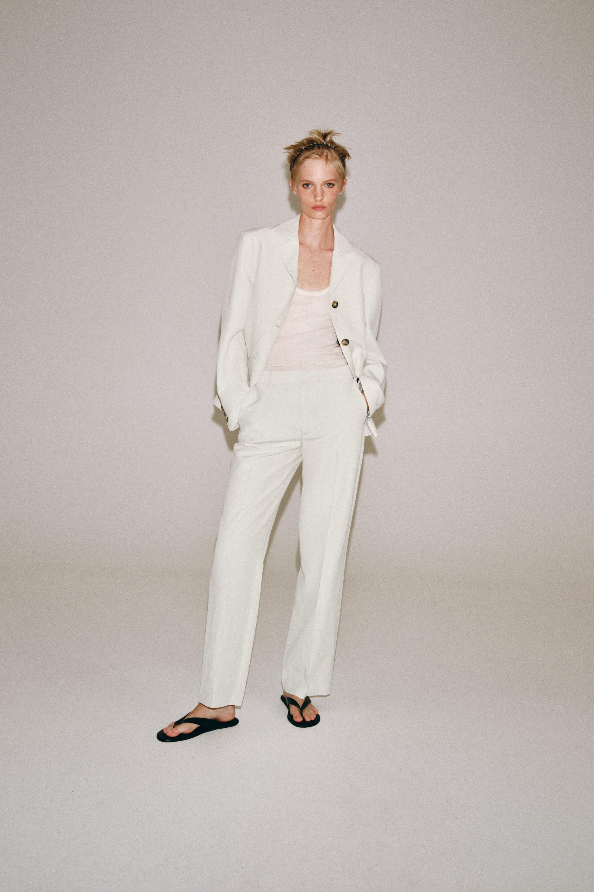 ZW COLLECTION STRAIGHT LINEN BLAZER — Ice