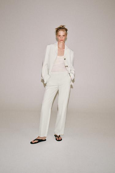 ZW COLLECTION STRAIGHT-FIT LINEN BLEND BLAZER - Ice by Zara