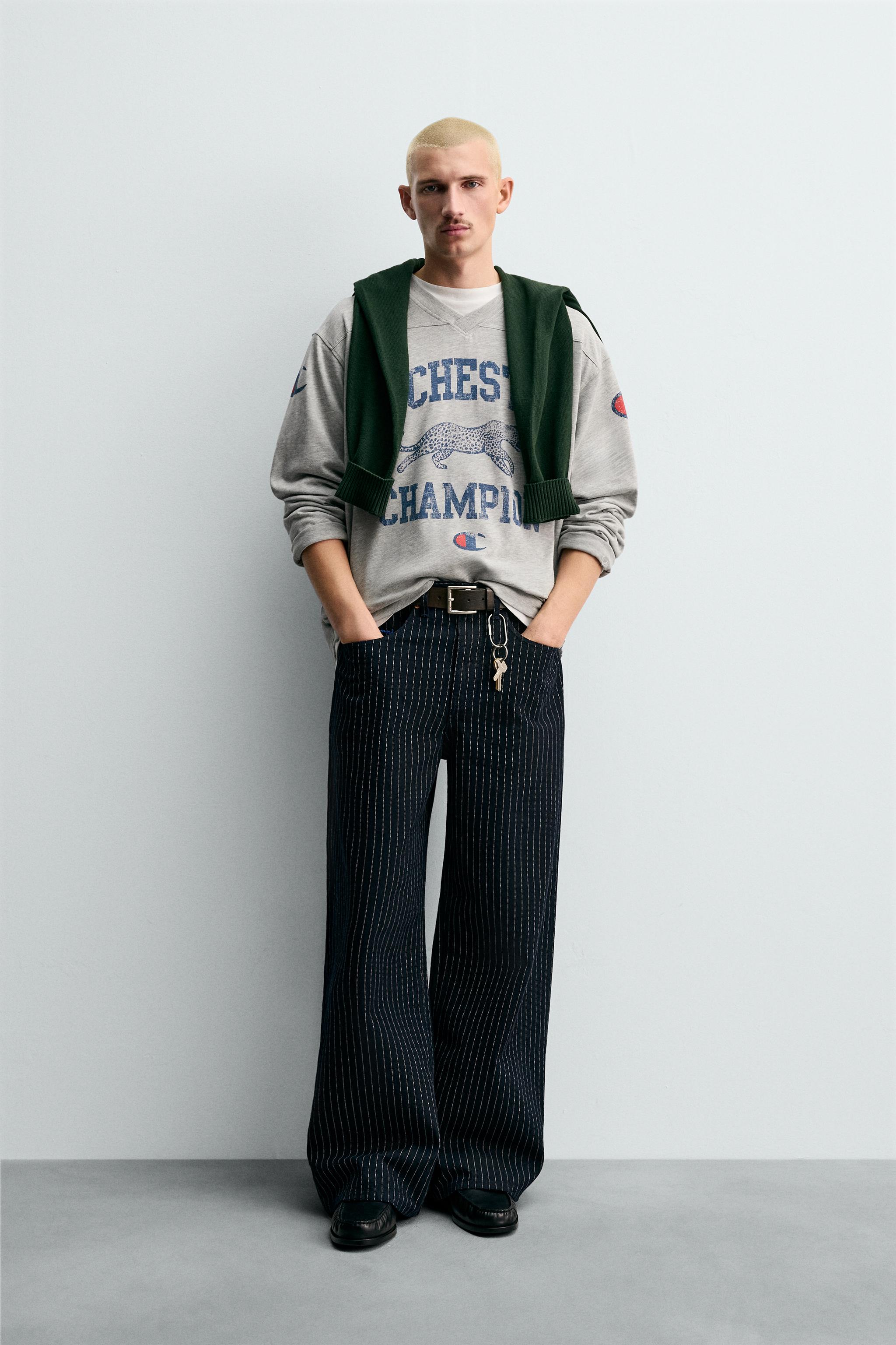 【1022】 Z1975 HIGH WAIST WIDE LEG CROPPED BELTED JEANS - Blue | ZARA