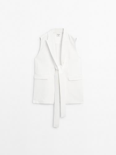 Zara Smart waistcoat with bow detail - STUDIO - Ecru - Image 0