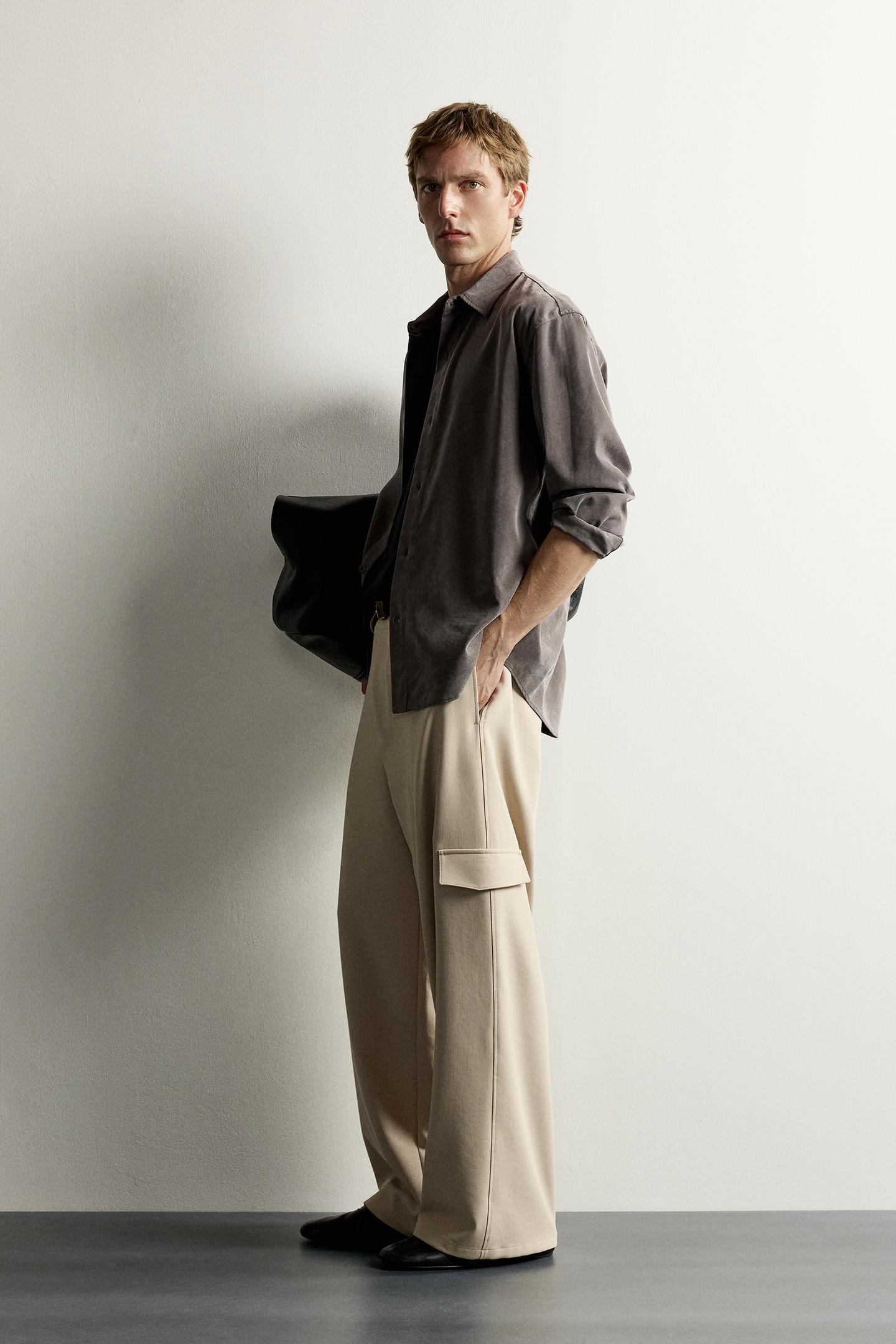 Мужские брюки Zara Relaxed Fit Cargo, цвет: Серо-коричневый коричневый — фото 4