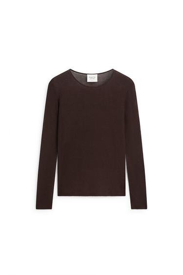 Zara Transparent silk blend top with long sleeves - LIMITED EDITION - Brown