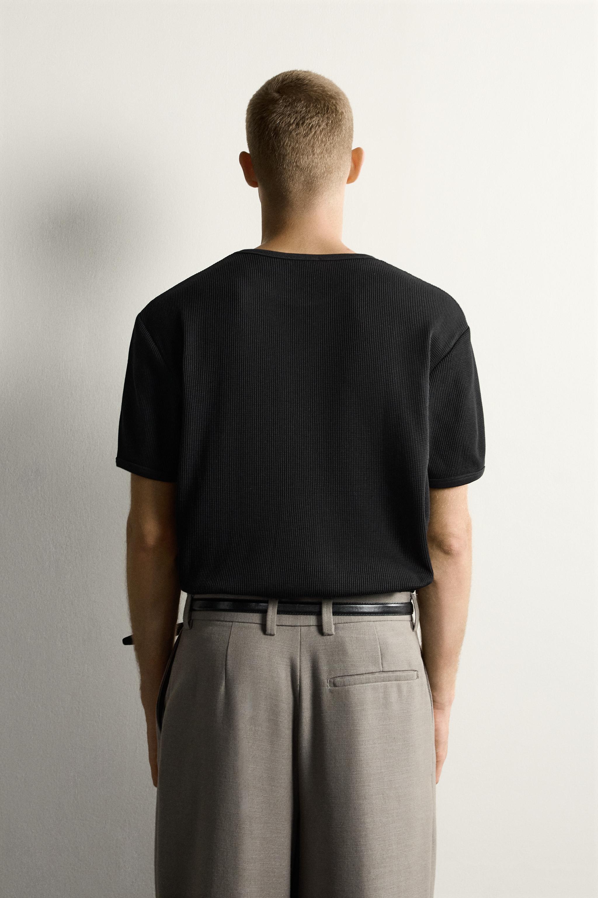 Мужские футболки Zara WAFFLE TEXTURE T-SHIRT — фото 3