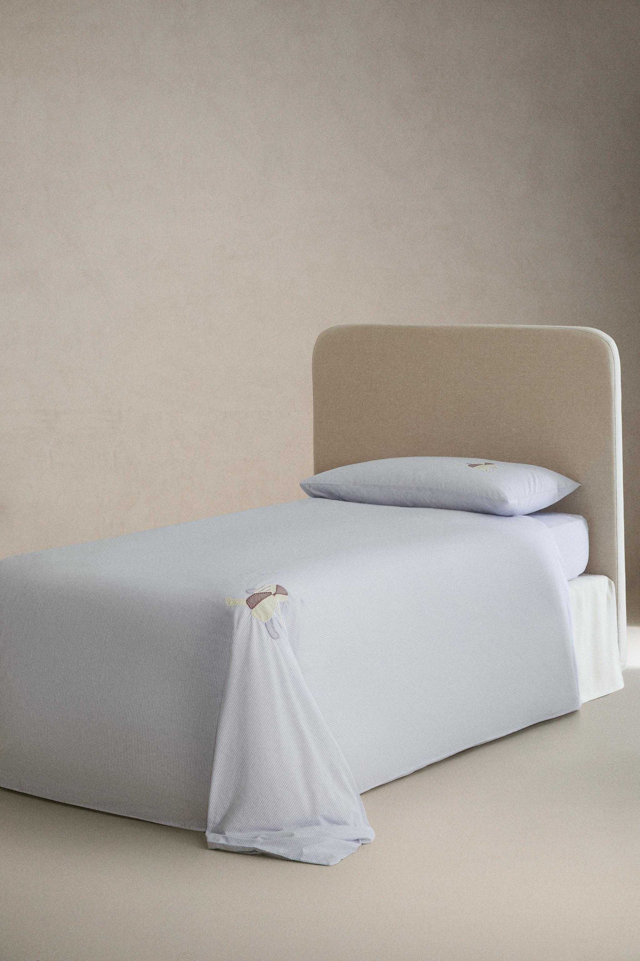 KIDS' STRIPED COTTON FITTED SHEET