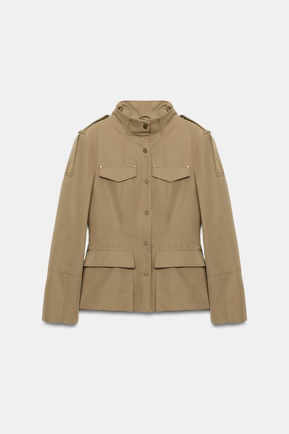 FITTED POCKET JACKET - Light khaki by Zara - Image 0