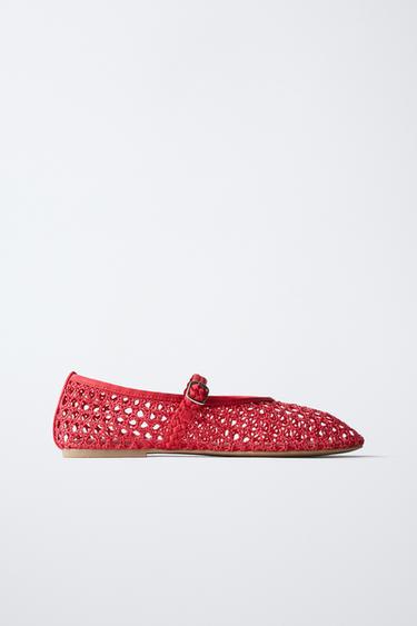 CUT-OUT BALLET FLATS - Red by Zara