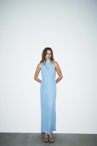 VESTIDO LARGO HALTER - Azul claro de Zara