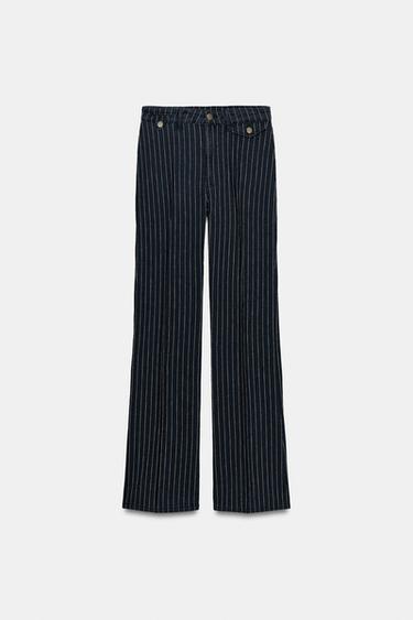 ZW COLLECTION HIGH-WAIST FLARE STRIPED JEANS - Blue by Zara - Image 3
