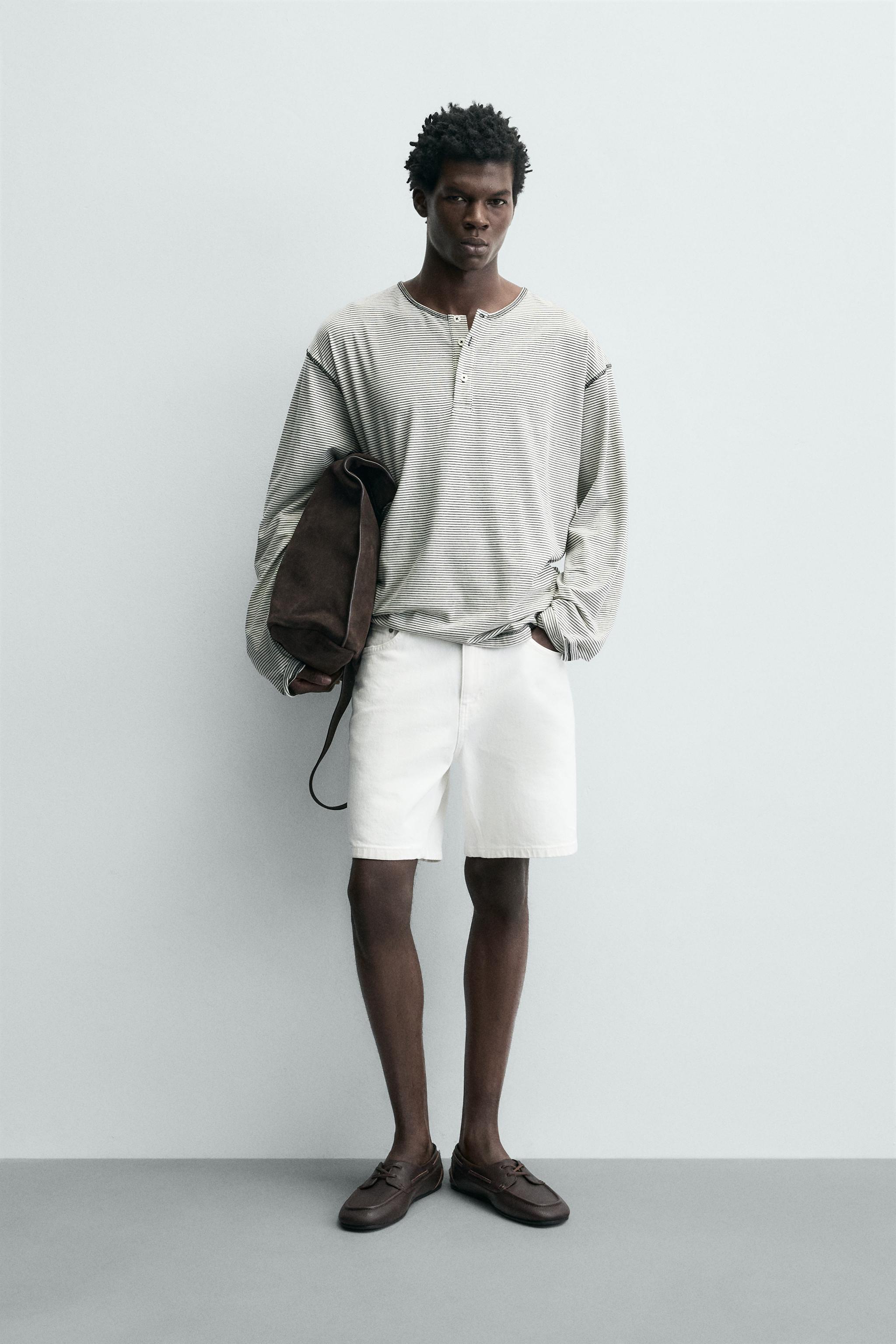 レギュラーフィットデニムバミューダパンツ - ホワイト | ZARA Japan