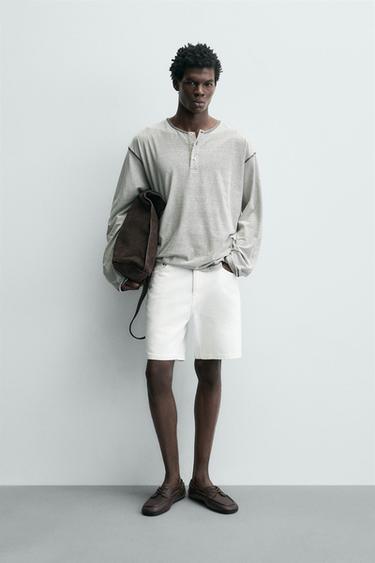REGULAR FIT DENIM BERMUDA SHORTS - White by Zara - Image 0