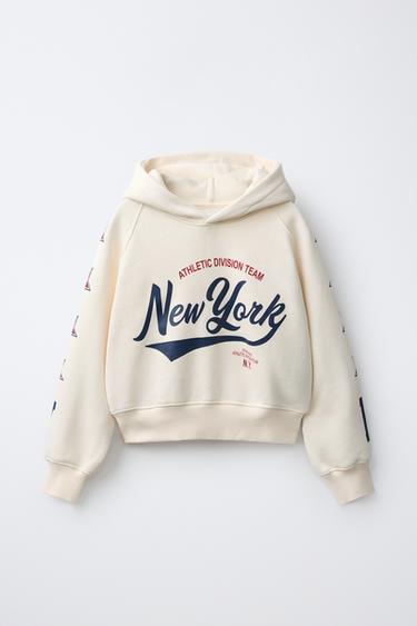 SWEATSHIRT MET CAPUCHON EN TEKSTPRINT - Ecru van Zara - Afbeelding 0