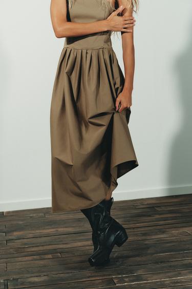 STRAPLESS MIDI DRESS - Khaki by Zara - Image 3