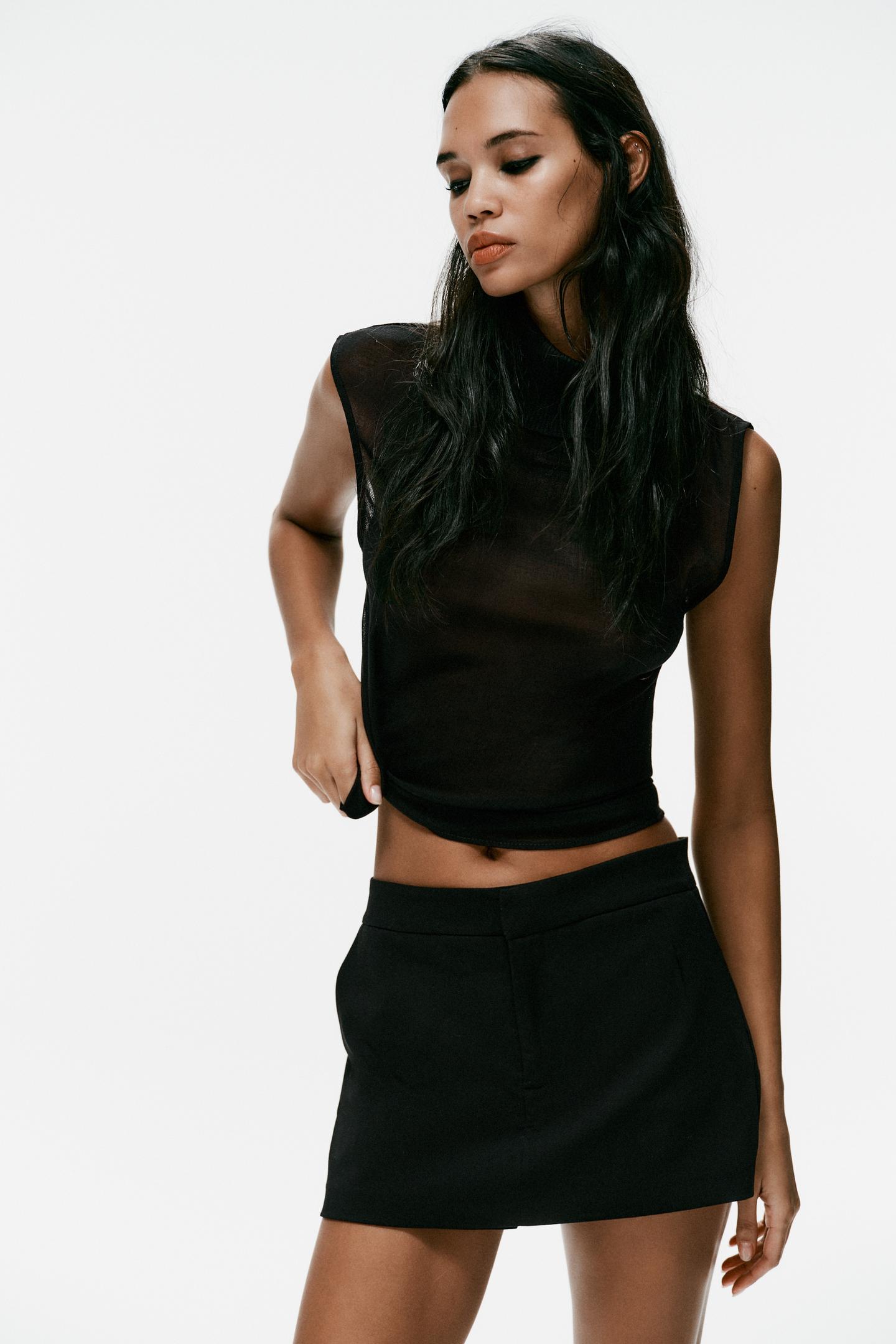 Женский топ Zara High Neck Top, цвет: Чёрный — фото 2