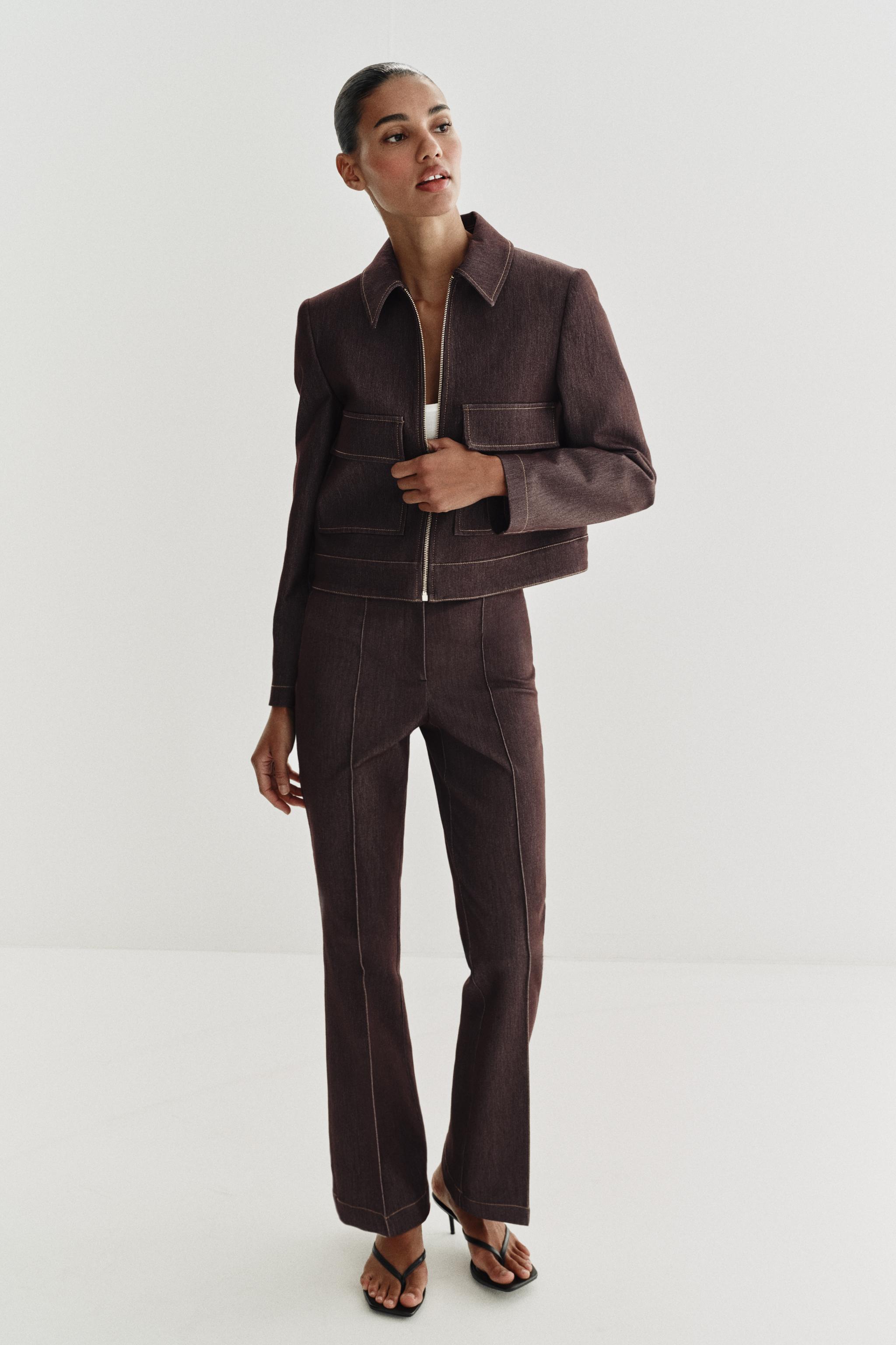 フラップポケット付きショートジャケット - ブラウン | ZARA Japan / 日本