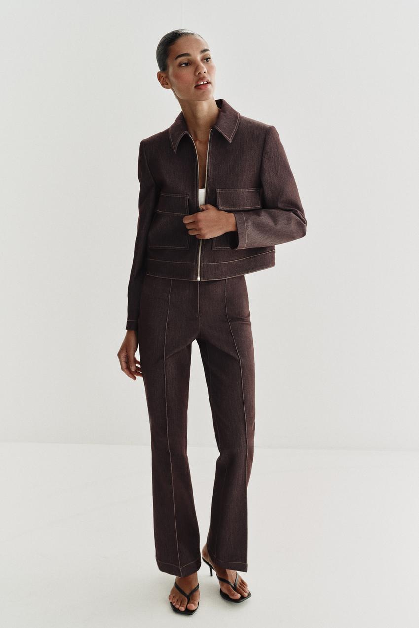 フラップポケット付きショートジャケット - ブラウン | ZARA Japan / 日本