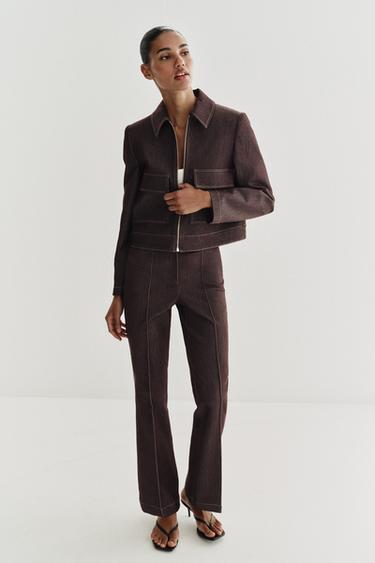 SHORT JACKET WITH FLAP POCKETS - Brown by Zara